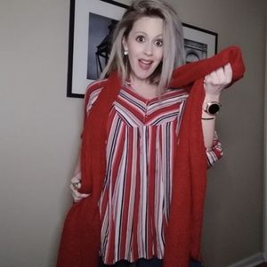 Red Striped Blouse